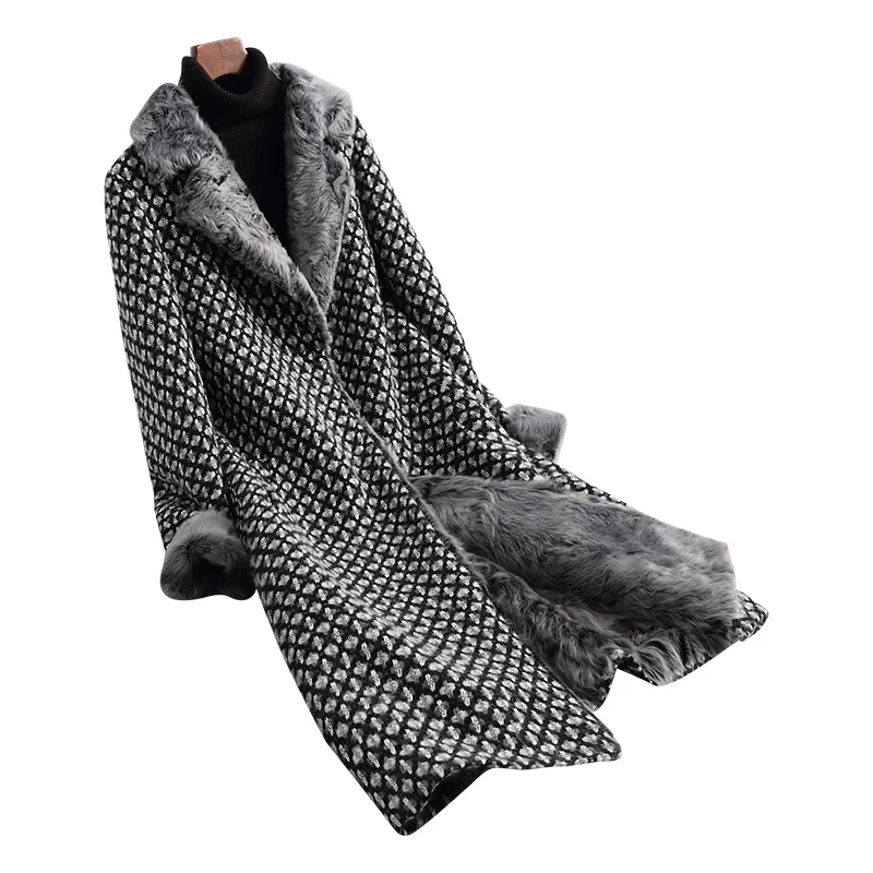 

Real Fur Coat Elegant Women Clothes 2018 Winter Coat Women Black Long Korean Wool Jacket Lambswool Fur Lining Women Tops ZT292