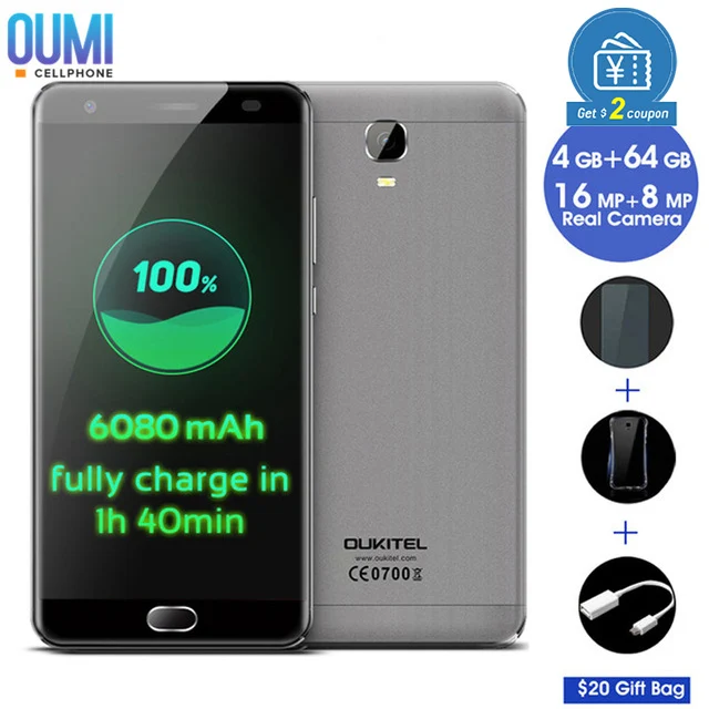 OUKITEL K6000 плюс 6080 mAh смартфон 5 'ɴG Android 7 0 MTK6750T Octa Core 1 GHz 4 GB + 64 8.0MP 16.0MP Touch TD
