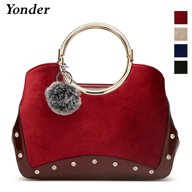 

Yonder fashion women velour leather handbag female shoulder messenger bag ladies top-handle tote bag Black/Red Wine/Gold/Blue