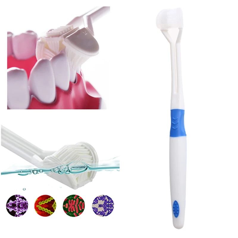 

1pc Children Health Tooth Brush Three Head 3 Sided Toothbrush Ultrafine Soft Bristle