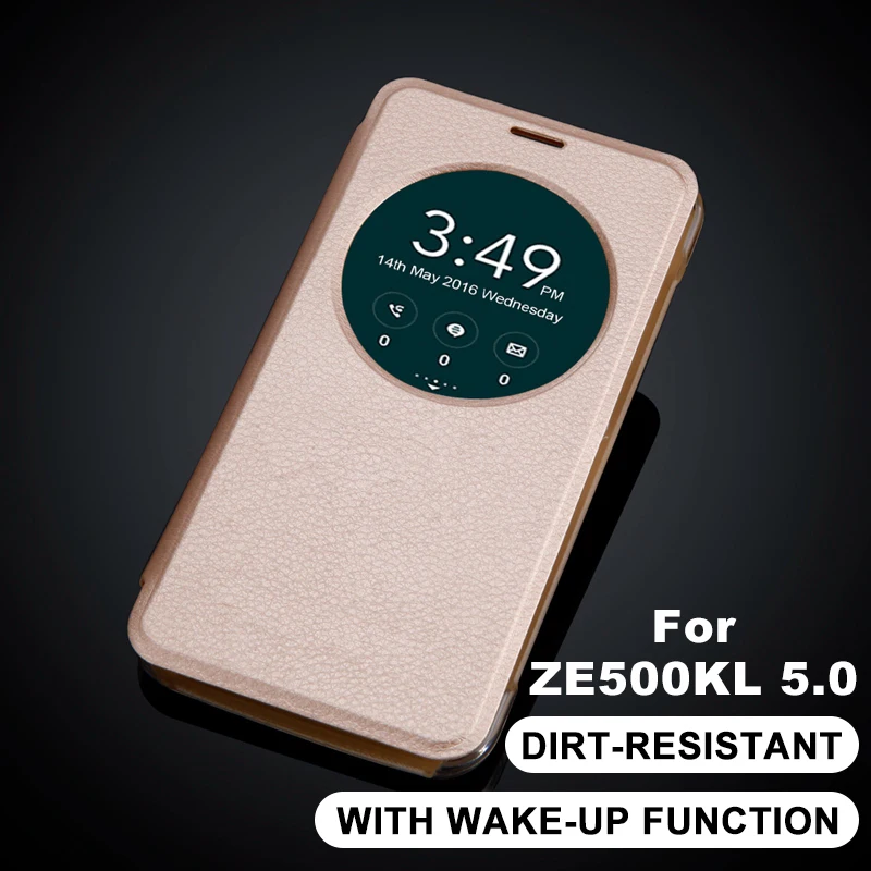 

2016 New arrival ze500kl Quick Smart Circle View Window Case Flip Leather Case For ASUS zenfone 2 laser ZE500KL 5.0