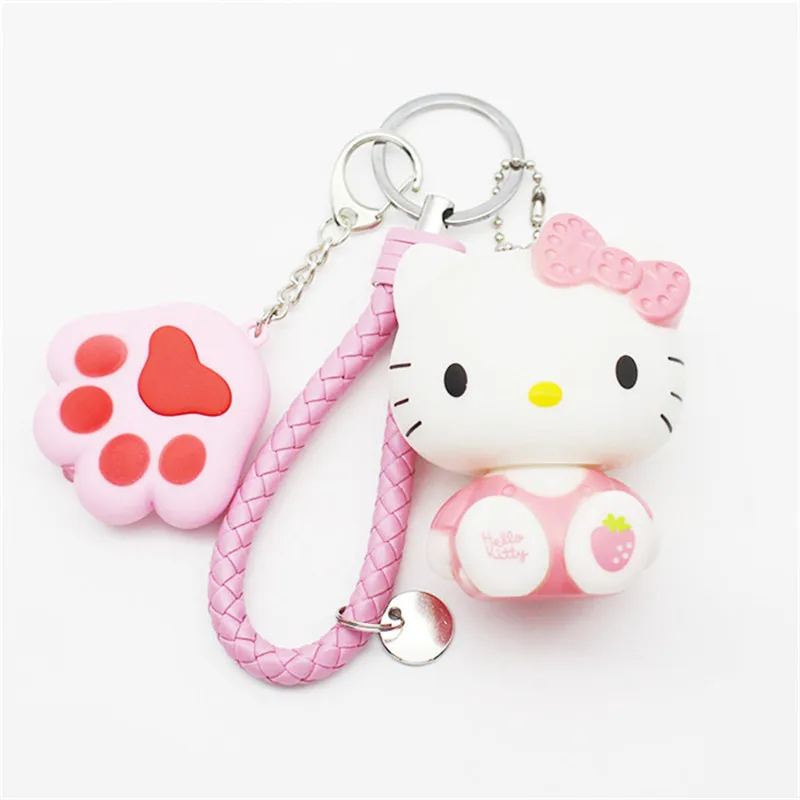 

Cute Cat Claw LED Lights Sound Keychains Hello Kitty Keychain KT Key Rings Woman Car Purse Bag Charms Key Chain Holder Pendant