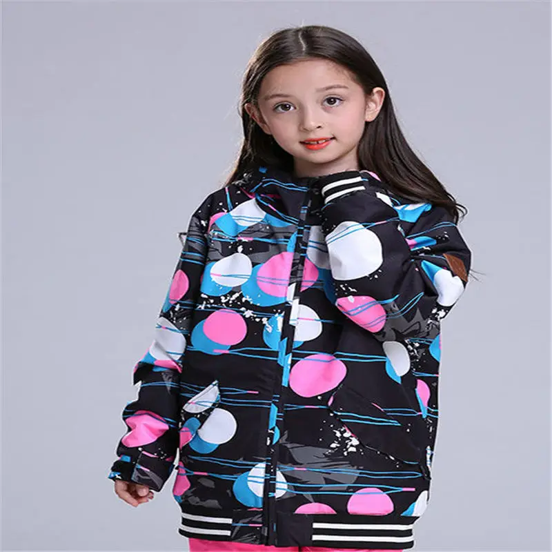 GS для мальчиков и девочек детские зимние куртки Сноубординг костюм ветрозащитный водонепроницаемый дышащий Открытый Зимние пальто детский лыжный костюм - Цвет: Girls picture jacket