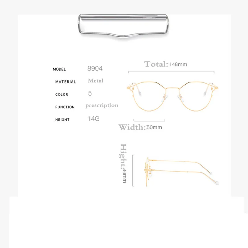 Необычные металлические женские очки, оптическая брендовая дизайнерская оправа для очков, плоские Ретро прозрачные линзы, очки Oculos De Grau
