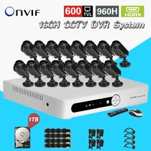 16CH Surveillance Network DVR recorder 16 channel Day Night Waterproof Camera Kit CCTV Video System with