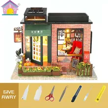 DIY Кукольный дом Миниатюрный век книжный магазин кабина модель здания Собранный кукольный домик Рождественский подарок на день рождения для детей C008