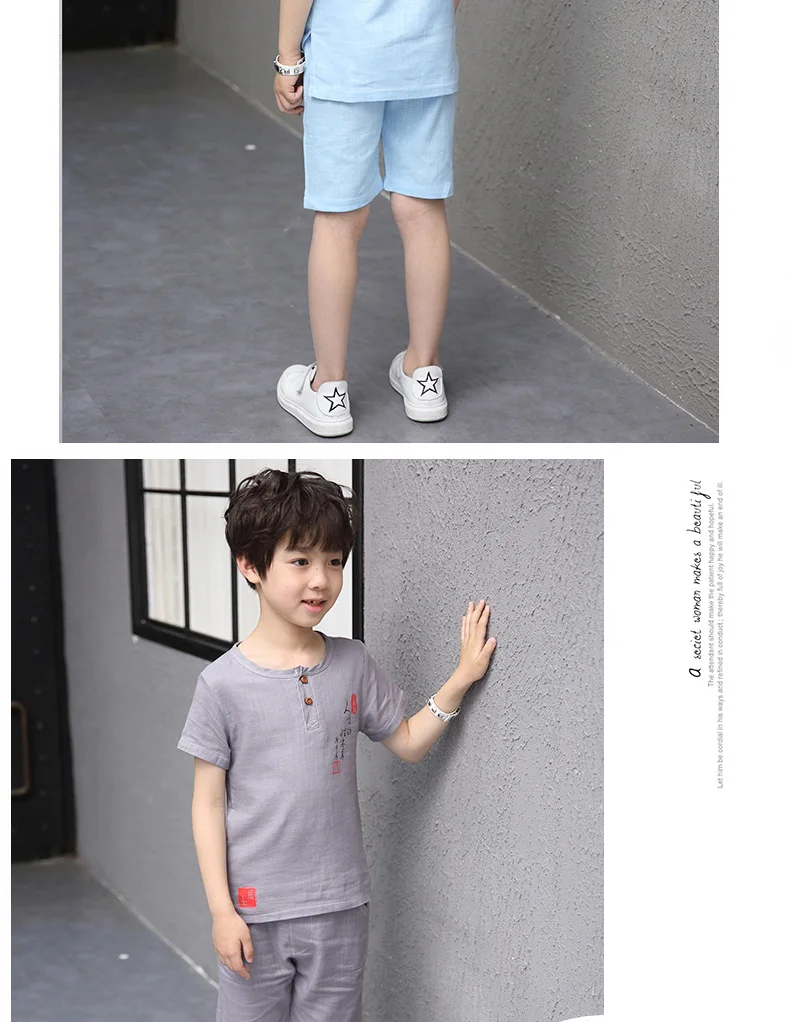 Одежда для маленьких мальчиков 2018 летние детские шорты костюмы Повседневная хлопковая одежда для детей комплект для мальчиков с круглым