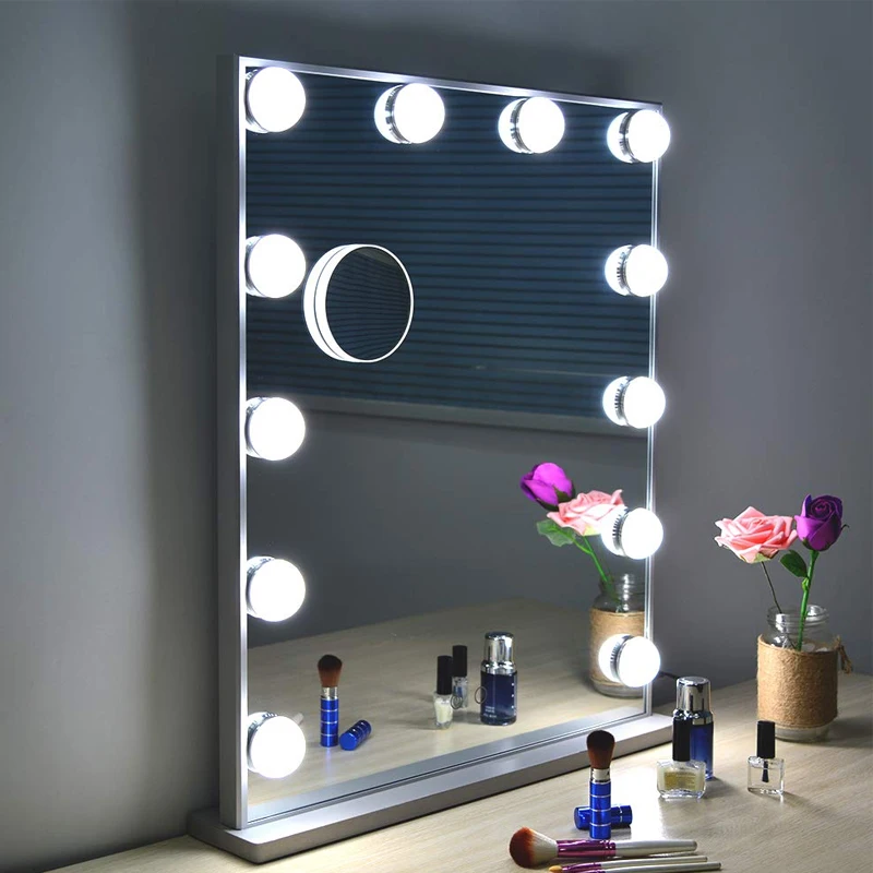 

Lighted Vanity Mirror with Dimmable LED Bulbs Touch Control Design Cosmetic Hollywood Style Makeup Mirrors with Lights