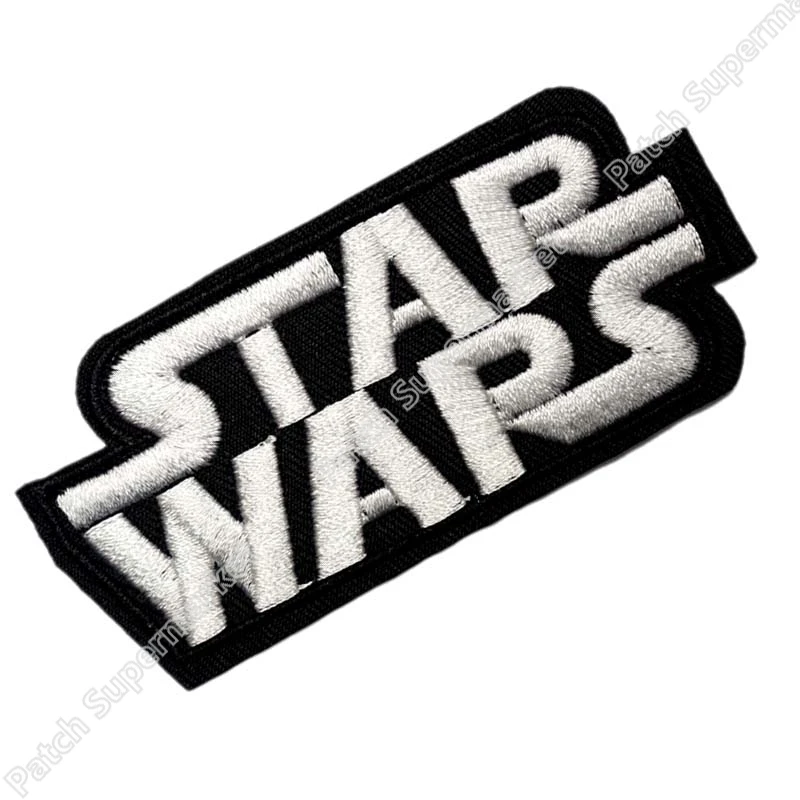 STAR WARS logo Silver Black TV movie fancy Embroidered sew on iron on