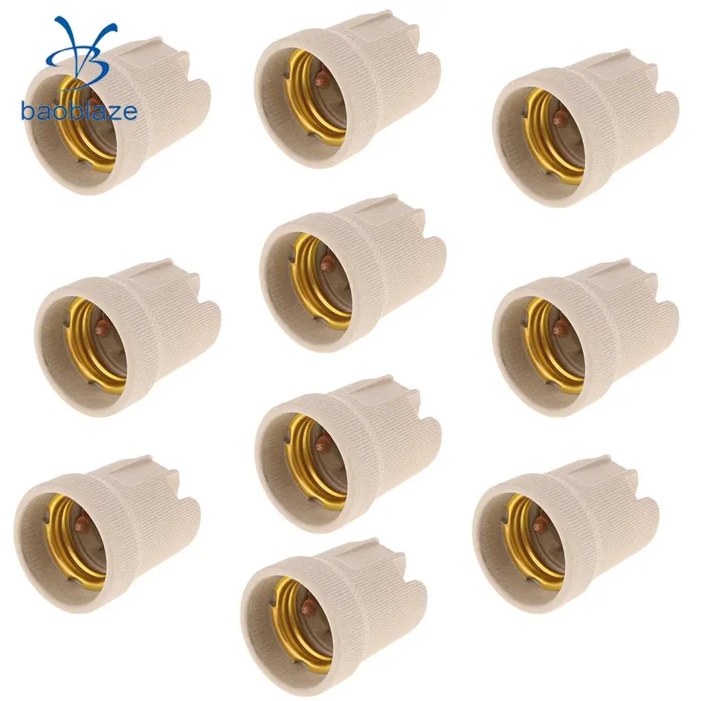 10x E27 Ceramic Lamp Holder Electric Light Bulb Socket Lamp Base Cap
