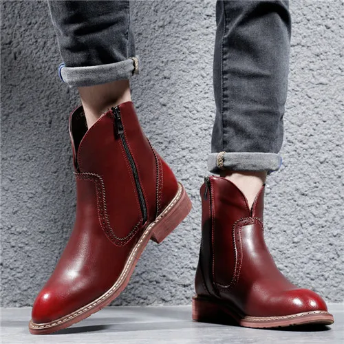 New Arrival Men Casual Boot Zipper Design Shoes Warm Business Ankle Boots High Quality High-Cut Men Casual Shoes - Цвет: 3