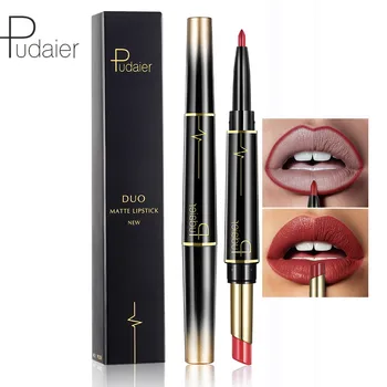 

2 in 1 Matt Lipstick + Lip Liner Lips Makeup Matte Lip Stick Pen Make up Cosmetics Lip Balm Mate Batom Creamy Lipbalm Lipliner