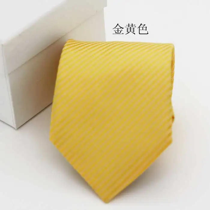 Дизайнерский брендовый галстук жениха мужской джентльмен 8 см в полоску для свадьбы, вечеринки, формальный галстук из искусственного шелка, тонкий галстук со стрелками - Цвет: Yellow