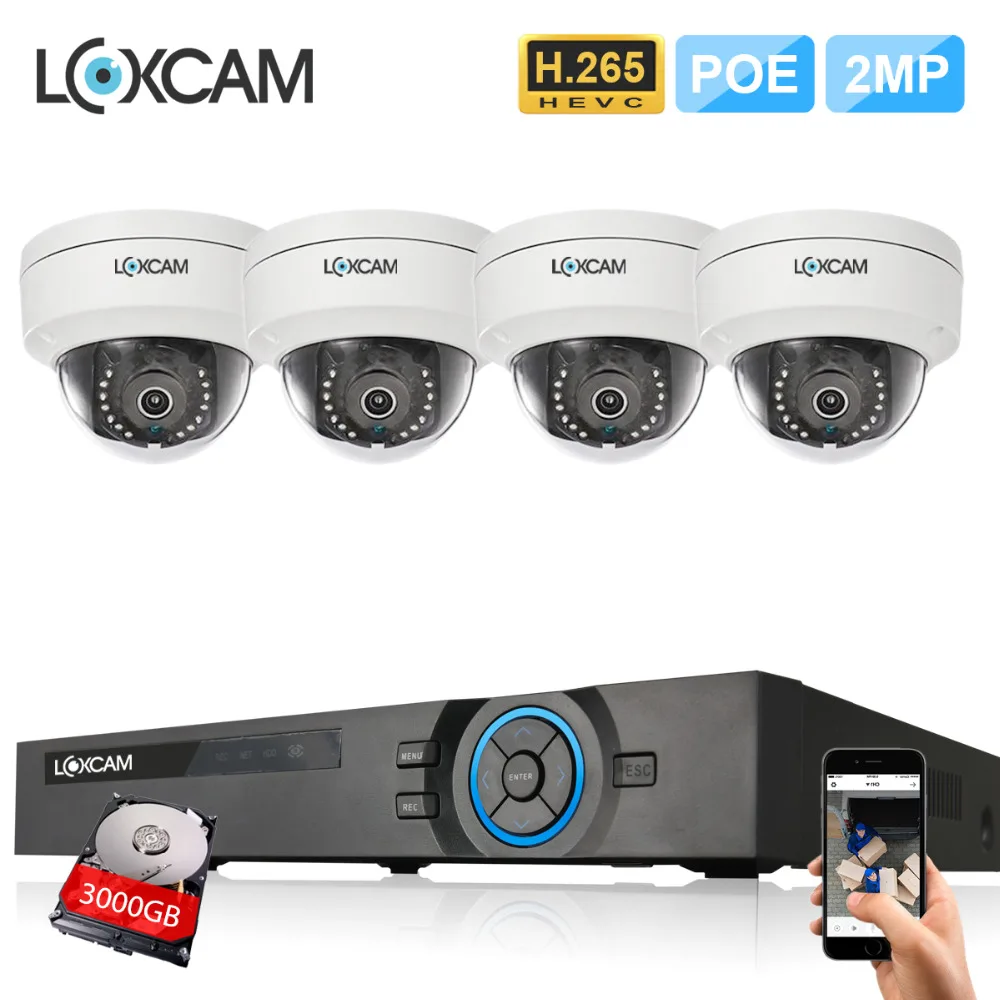 

LOXCAM H.265+ 5MP CCTV Camera System Video Surveillance POE NVR Kit 2MP 1080P@25fps Outdoor Waterproof Security IP Camera kit