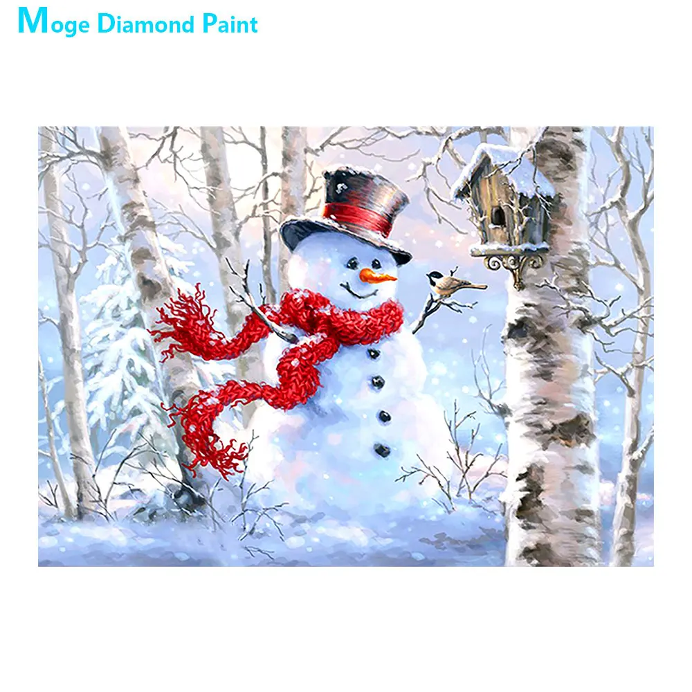 

cartoon Snowman Diamond Painting Full Round Christmas gift New DIY Sticking Drill Cross Embroidery 5D simple Home Decoration
