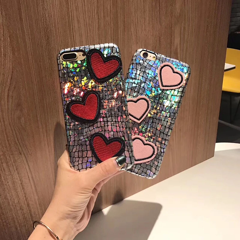 YESPURE Red Heart Bling Glitter Phone Case Cover For Iphone 7plus Case 
