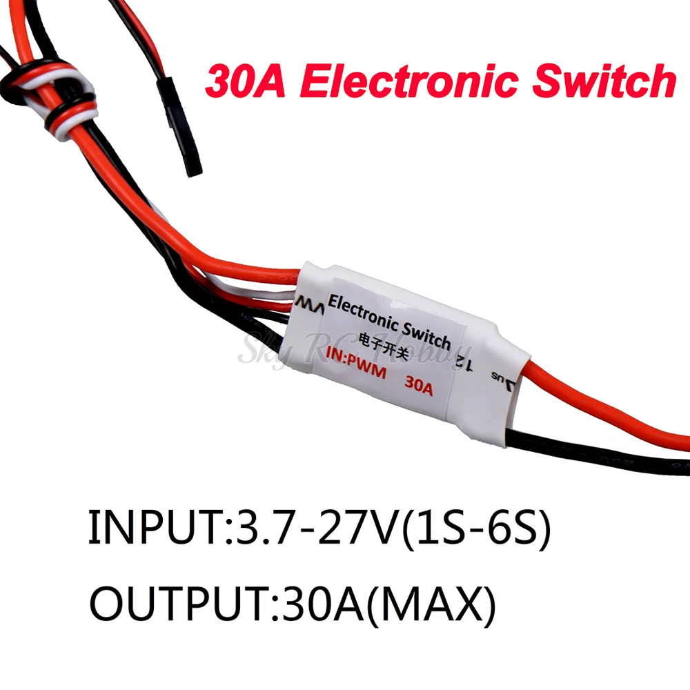 30A Electronic Switch PWM 3.7-27V 1-6S Input with 18AWG wire light weight for RC FPV Models FPV Airplane RC Switch (1)