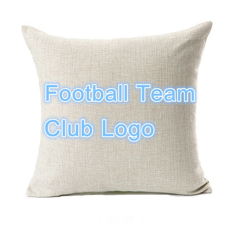

Customized Football Team Club Logo Cushion Cover Madrid Barcelona Fans Decorative Sofa Love Chair Car Throw Pillows Cover