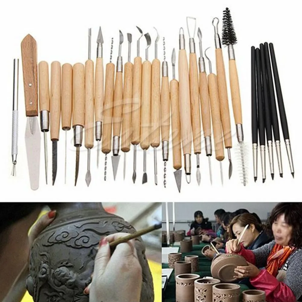 1 Set 27pcs Silicone Rubber Shapers Clay Sculpting Carving Fimo