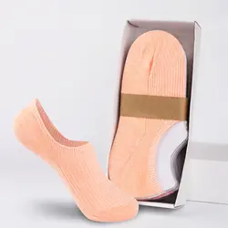 HSS 2019 новые Брендовые однотонные Цвет женские хлопковые носки в полоску незаметные Носки Силиконовые Нескользящие для девочек на лето и
