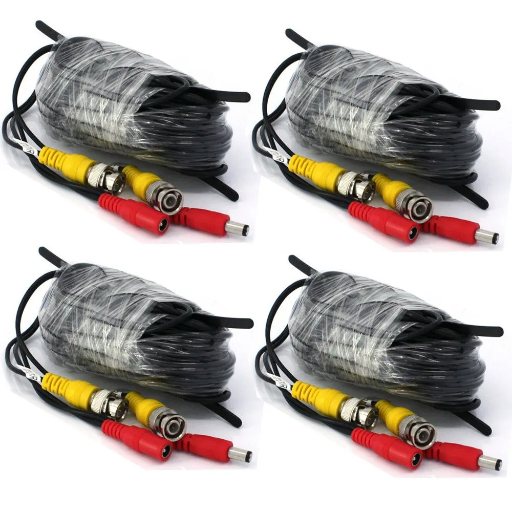 

4PCS/Lot New CCTV Camera Accessories BNC Video Power Siamese Cable for Surveillance DVR Kit 15m 49ft CCTV Cable