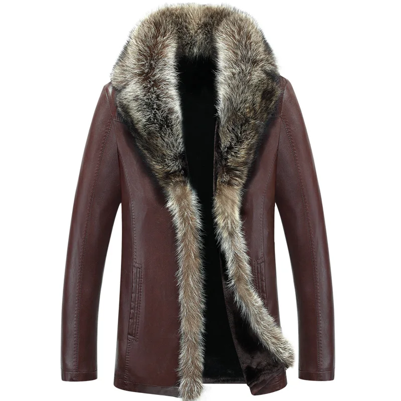 Mens Faux Fur Winter Leather Coat For Male Casual Faux Leather 50% Off Faux Leather Coat Overcoat 3XL 4XL