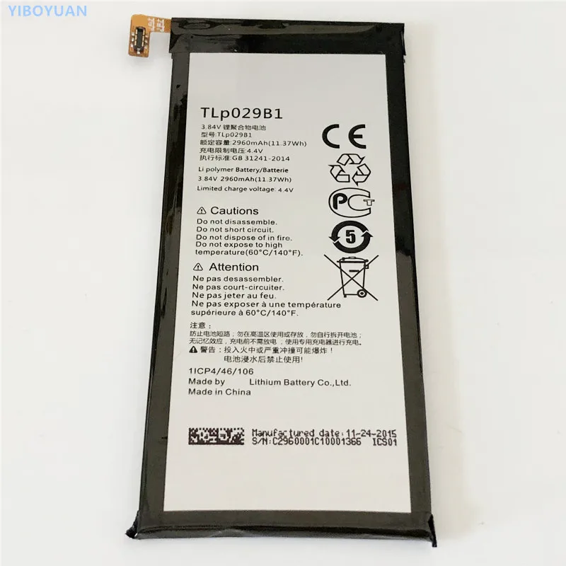 

3.84V 2960mAh TLp029B1 For Alcatel One Touch Pop 4S / 5095Y 5095K 5095B 5095I 5095L Battery