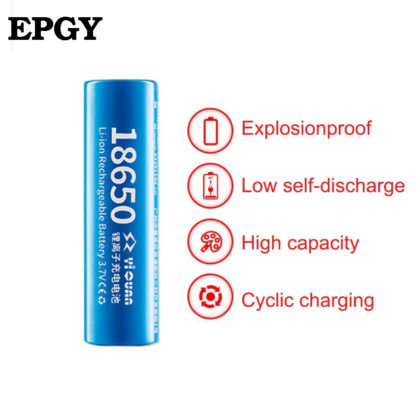 EPGY 100% Новый оригинальный 3 7 v 2400 mah 18650 литиевая аккумуляторная батарея для