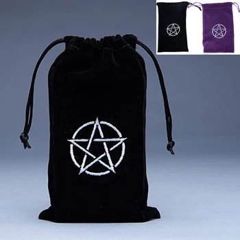 

10*18cm Embroidery Star Velvet Tarot Card Storage Bag Mini Tablets Bundle Pockets For Pokemon Cards Yugioh Game Black Purple