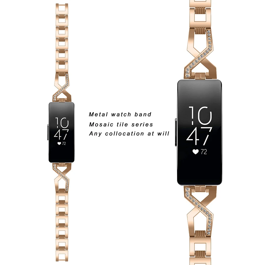 Ремешок из нержавеющей стали для Fitbit Inspire HR металлический браслет часов женский