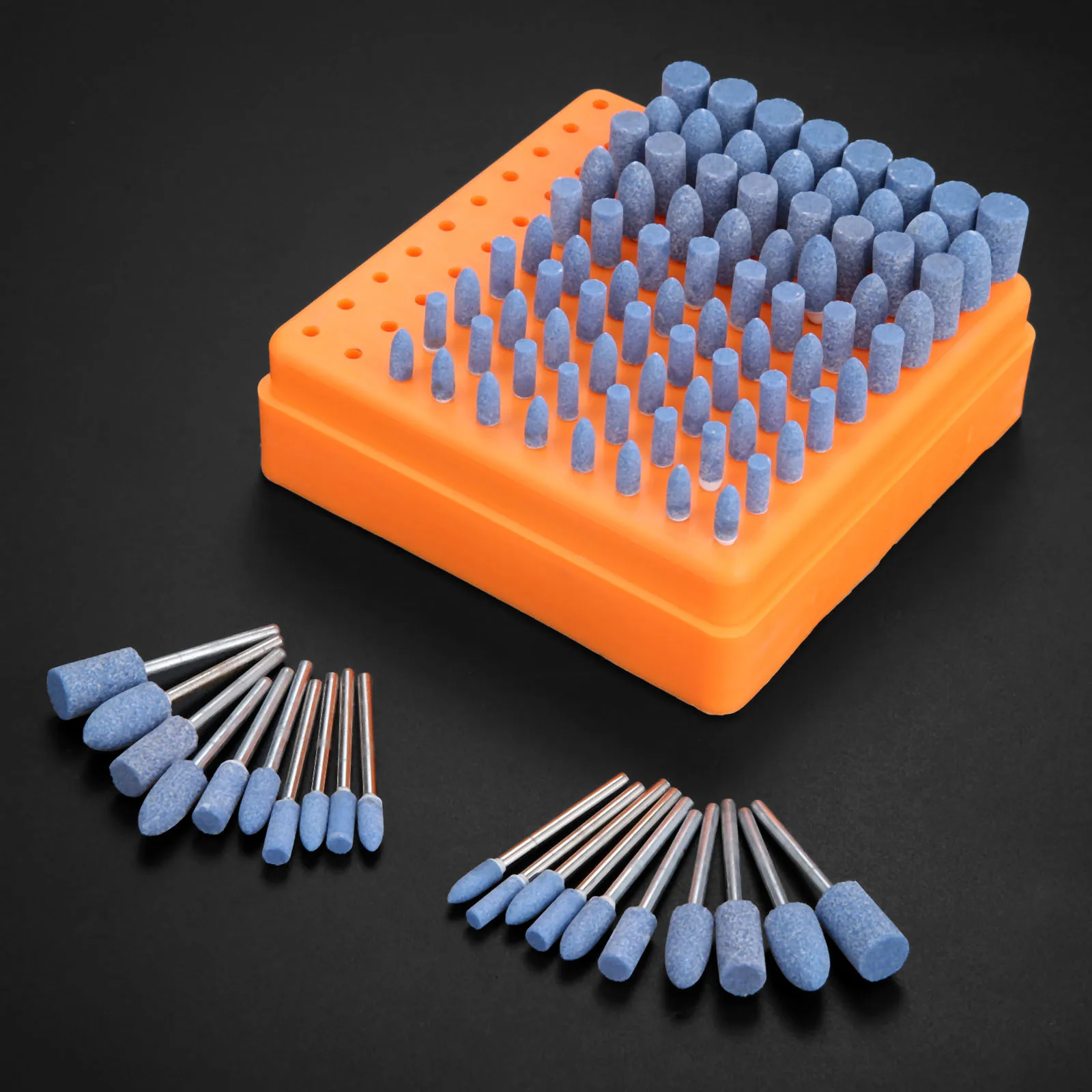 100Pcs Rubber Mounted Point Grinding Head Wheel For Mould Finish Polish Dremel Die Grinder Rotary Tools 3mm Shank Blue 100Pcs Rubber Mounted Point Grinding Head Wheel For Mould Finish Polish Dremel Die Grinder Rotary Tools 3mm Shank Blue