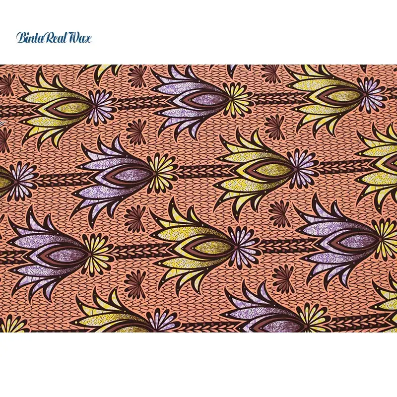 

2019 Nesw style high Quality 100% Cotton African Ankara Wax Fabric for Dresses 6 Yards African Real Wax Print Fabric 40fs1312