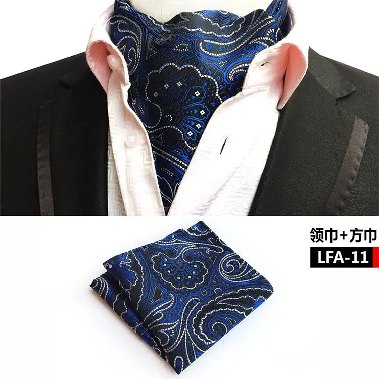 head scarf men 2 Pcs/Set Luxury Men Formal Scarf Set Jacquard Woven Paisley Scarves with Handkerchief Sets for Wedding Party mens navy scarf Scarves