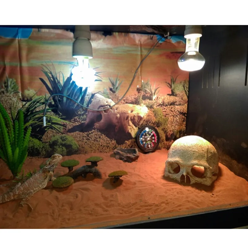 Resin Easter Island Head Bone Skull Statue for Lizards Terrarium Reptile Hide Cave Aquarium Fish Tank Landscape Decor Ornament