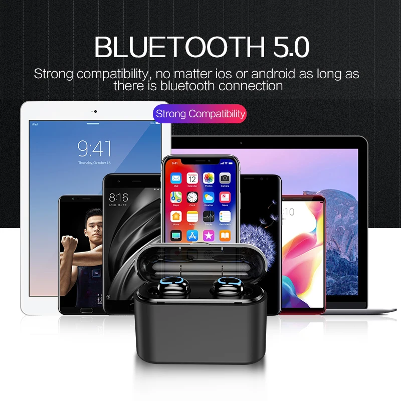 True Bluetooth 5 0 наушники HBQ TWS Беспроводные свободные 3D стерео игровая гарнитура с
