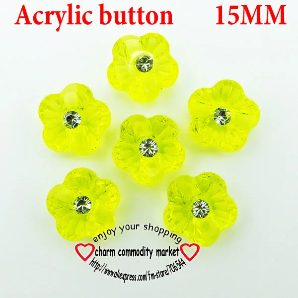 

40PCS flower shape yellow Dyed Acrylic buttons coat boots sewing clothes accessories A-007