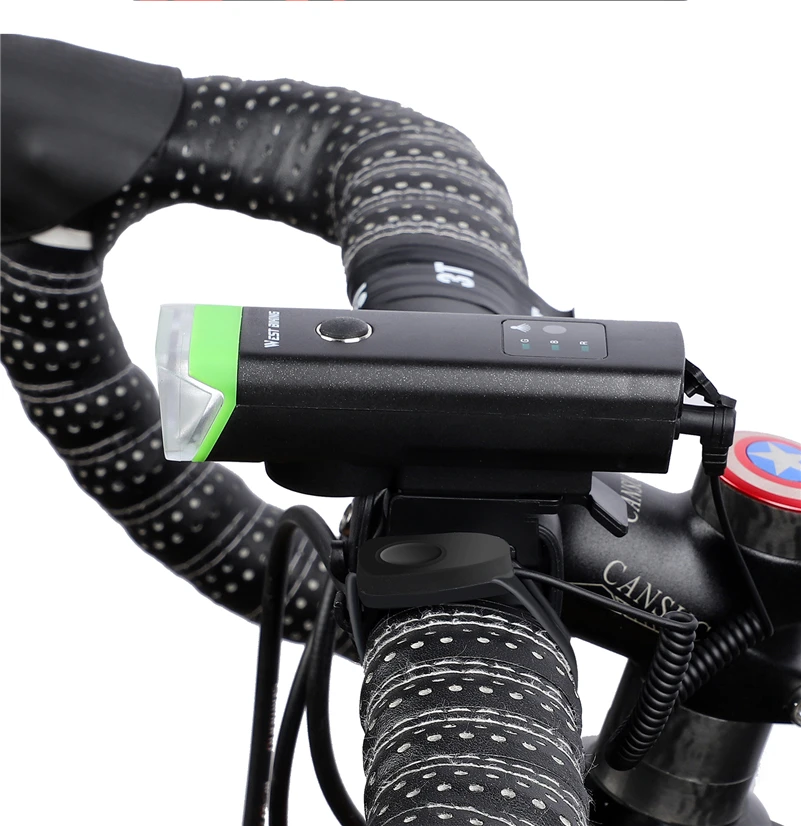 WEST BIKING Индукционная велосипед светильник s с Динамик USB Аккумуляторная велосипедов светильник Предупреждение лампа Руль флэш светильник езда на велосипеде светильник