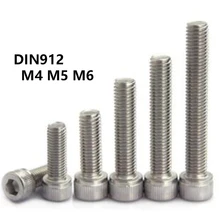 Screws Bicycle-Bolt-Head-Cap Hex-Socket Din912 Hexagon M4 304-Stainless-Steel M6 Metric-Thread