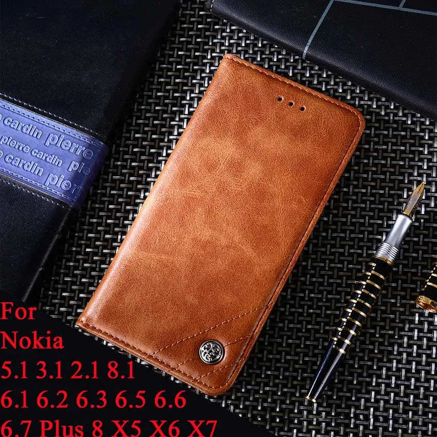 Funelego Phone Case For Nokia 5.1 3.1 2.1 8.1 6.1 2 3 5 6 7 Plus 8 X5 X6 X7 PU Flip Kickstand Bag With Card Slots | Мобильные