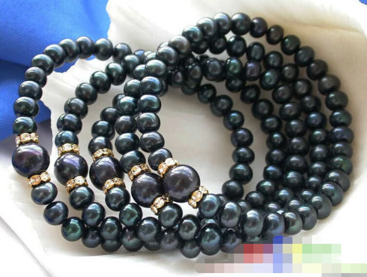

0674 ROUND Black PEARL BRACELET