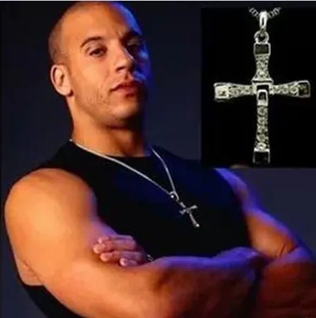 

New Movie Jewelry The Fast and The Furious Dominic Toretto Vin Diesel Classic Male Rhinestone CROSS Pendant Necklace