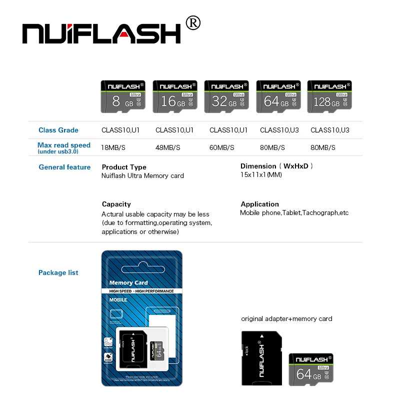 Оригинальная Micro SD карта класс 10 TF карта 16Гб 32 Гб 64 Гб 128 ГБ 80 МБ/с./с карта памяти для samrtphone и настольного ПК