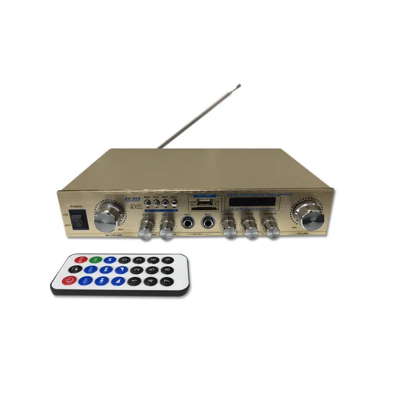 Vancord Original Design Amplifier Portable 12V HiFi Audio Amplifier Support FM SD USB Input With Remote Control AV-908 (8)