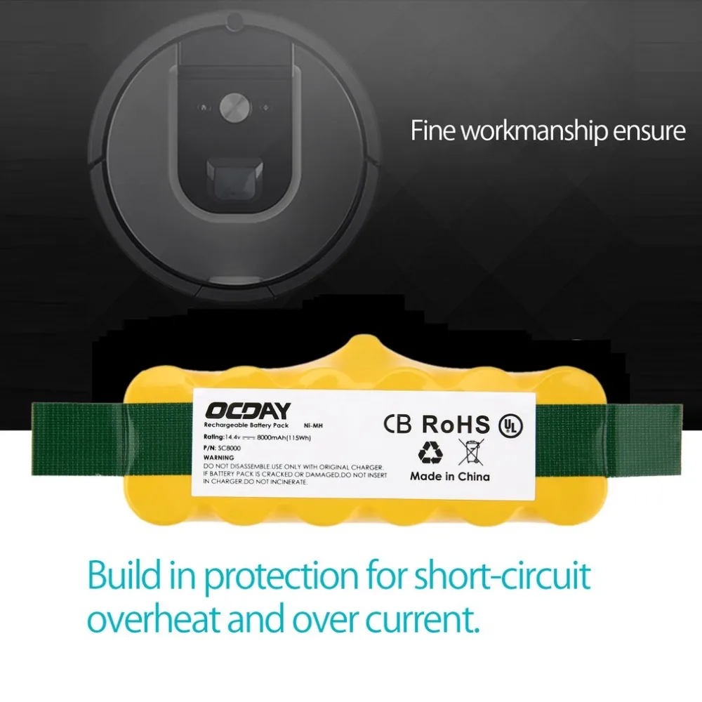 

14.4V 8000mAh Ni-MH Vacuum Cleaner Rechargeable Battery Pack Suitable for Irobot Vacuum Cleaner Parts
