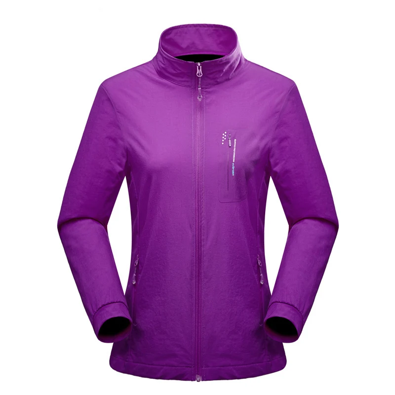 Women purple Уличная Новая эластичная пара куртка дышащая Солнцезащитная Удобная новая походная куртка уход за кожей, увлажнение впитывает влагу водонепроницаемый противообрастающий - Цвет: Women purple