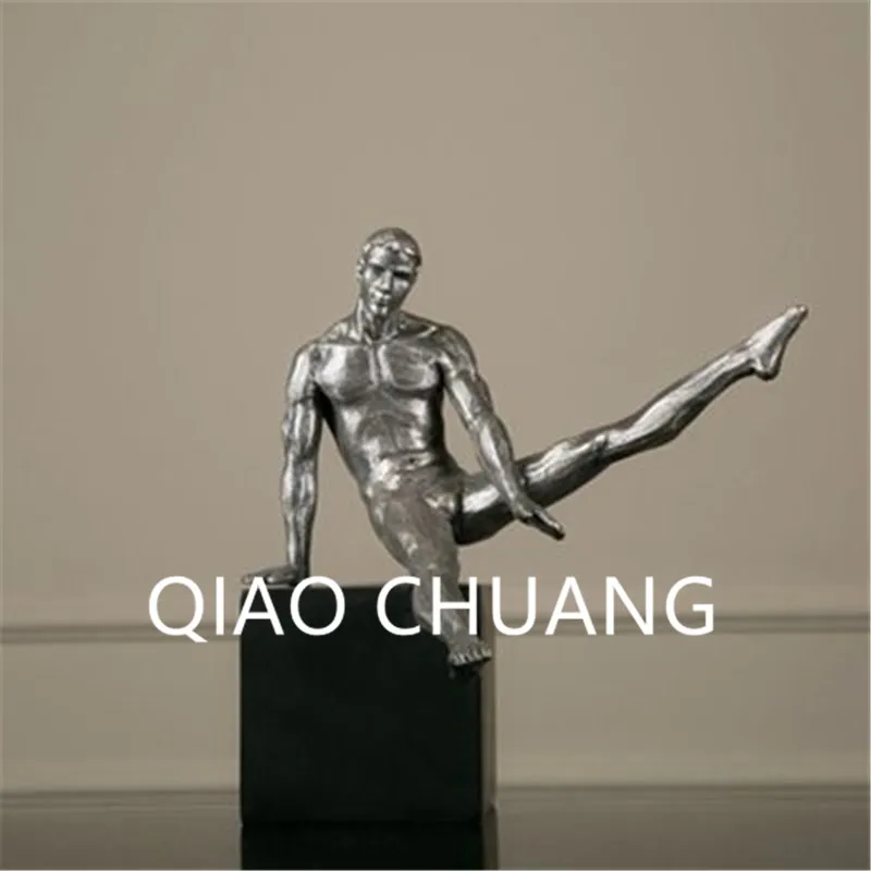 

European Style Retro Model Colophony Crafts Gymnast Football Do Old Silver Home Furnishing Articles G765