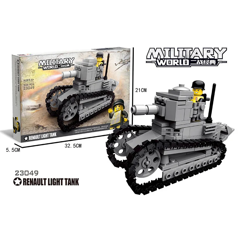 

World war Military France Renault Light Tank batisbricks minifigs building block ww2 army figures bricks toys for boys gifts