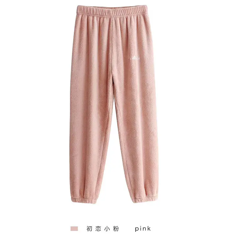 Pants-Pink Осенне-зимние фланелевые женские пижамные комплекты, одежда для сна, домашняя одежда, Толстая теплая Коралловая бархатная женская ночная рубашка, костюм, пижама - Цвет: Pants-Pink