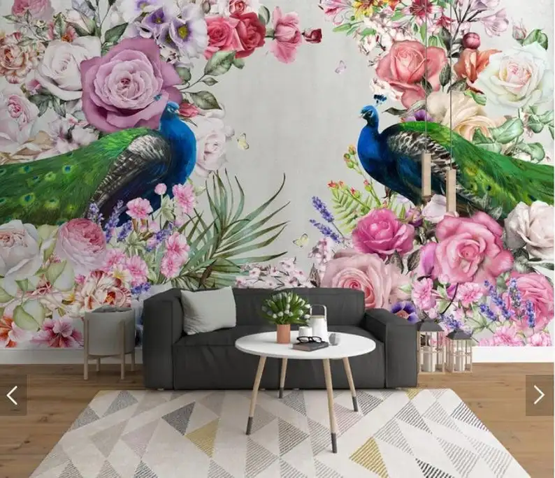 

Custom 3D Photo Wallpaper Hand painting Peacock Wall Wall Mural Living Room Bedroom Vinyl Mural Waterproof Wallpaper Home Decor