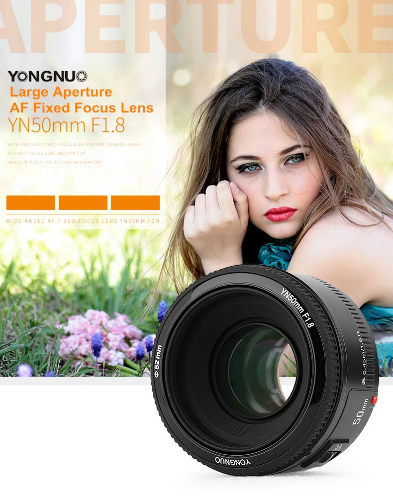 YONGNUO YN 50 мм f/1,8 AF объектив yn50мм апертура Автофокус Объективы для Nikon D3100 d5000D 5500 D3400 DSLR камеры идеальное изображение